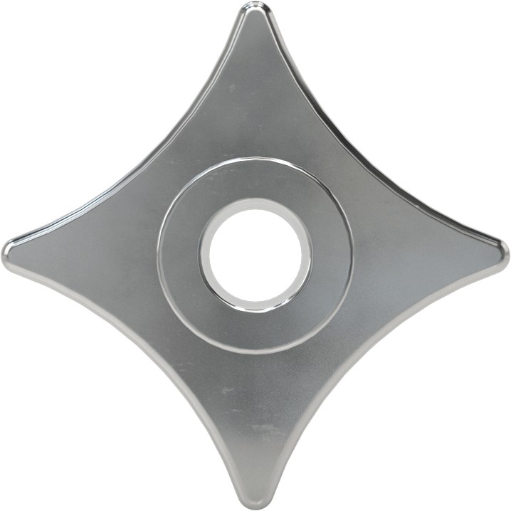 Paslanmaz Çelik Dört Kollu Topuz, 3/8" Çapında 1-1/4" Derinlikte Delikli