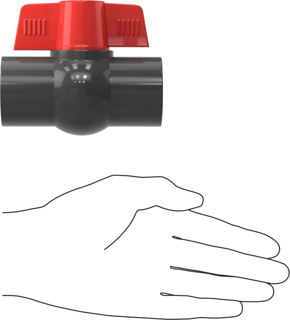 Düz Plastik Açma/Kapama Vanası, T-Saplı, PVC, 1 NPT Dişi x 1 NPT Dişi