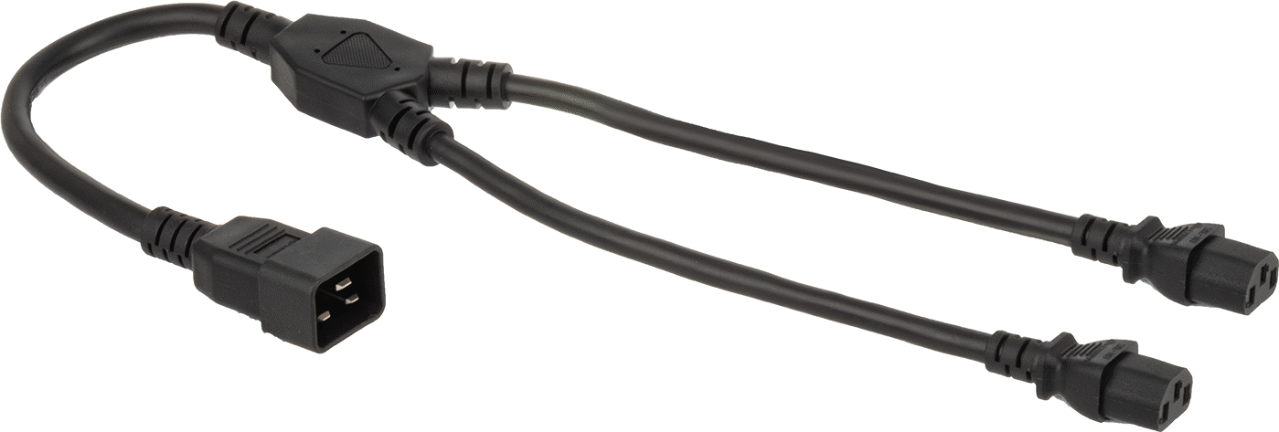 Kablo Ayırıcı, IEC C20 Fiş x IEC C13 Priz — 2 ft., 15 A, 250V AC