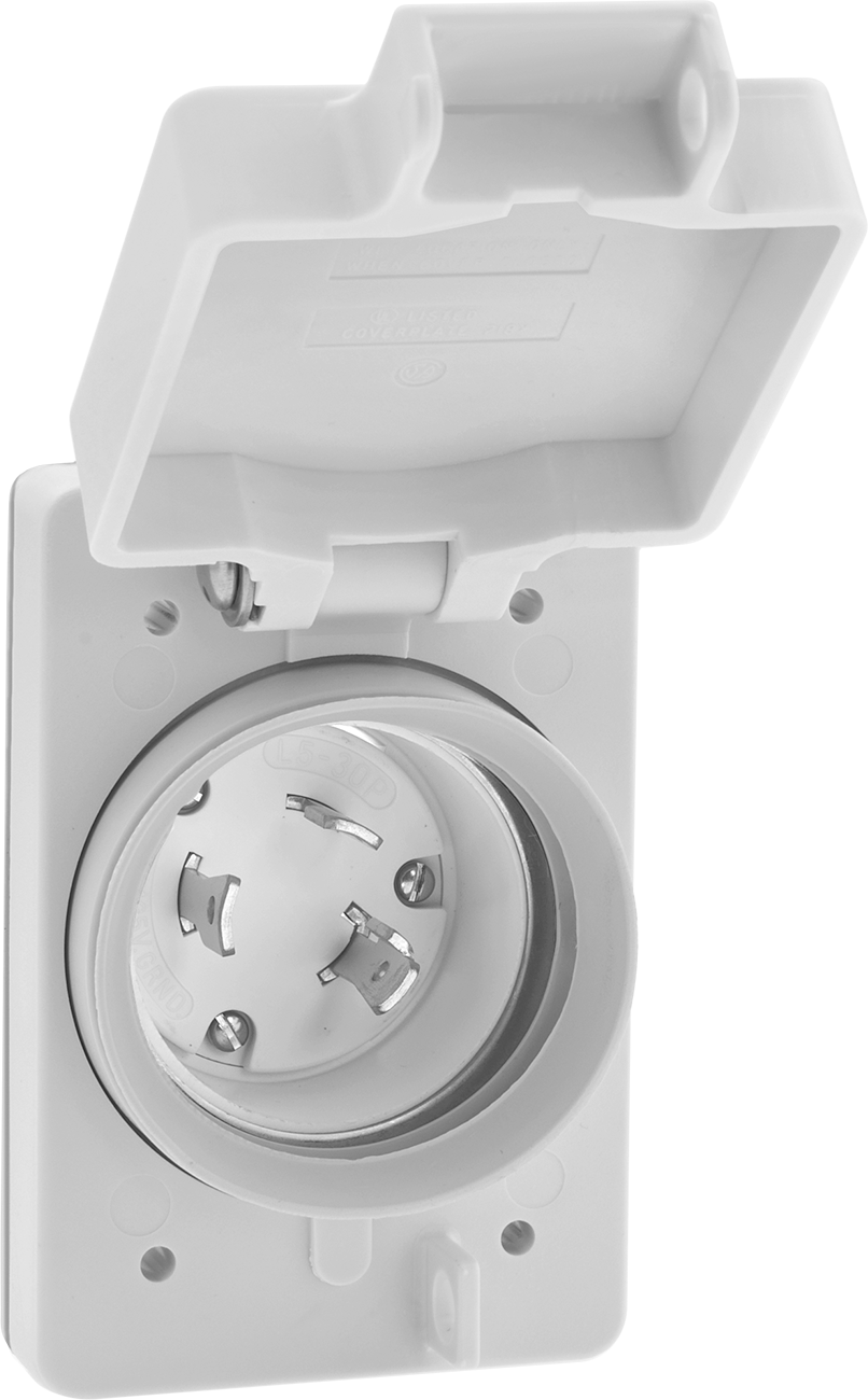 Yıkanabilir Döner Kilit Konektörü, Topraklı 3 Uçlu Erkek Priz, L5-30, Kapaklı — L5-30, 125V AC, Aşındırıcı, Tozlu, Yağlı, Dış Mekan, Dalg…