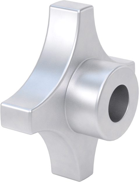 Alüminyum dört kollu topuz, 5/8" Çaplı 3/4" Derinlikli Delikli