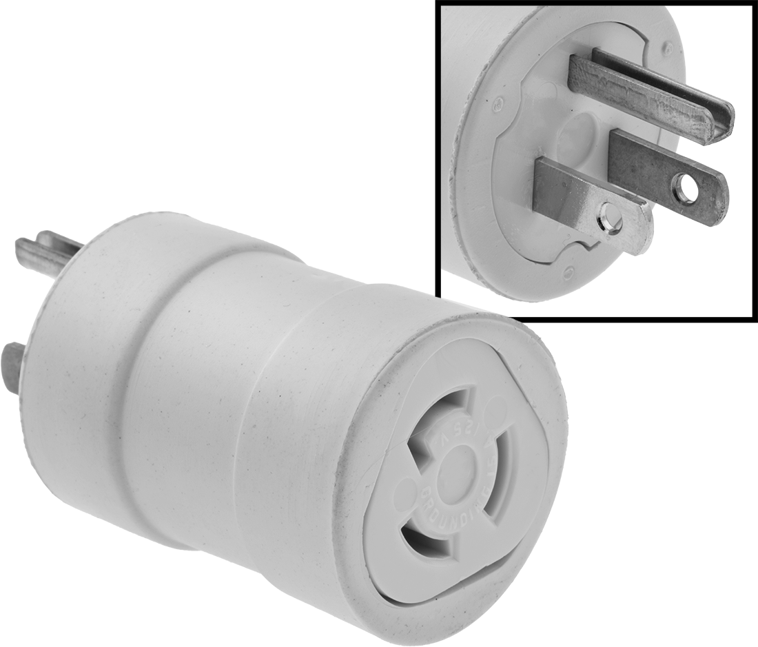 Döner Kilit - Düz Uçlu Adaptör, NEMA 5-15 Fiş x NEMA L5-15 Priz — Straight Blade, Turn Lock, 5-15, L5-15, Dişi, Erkek
