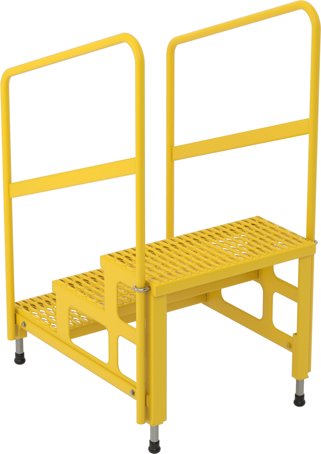 Yüksekliği Ayarlanabilir Çalışma Platformu, 3 Basamak ve Korkuluk, 49.75-53" Yükseklik x 26" Genişlik x 34" Derinlik Toplam