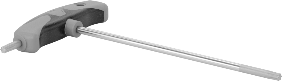Yüksek Kaldıraçlı Krom Kaplı Çelik T-Kolu Torx Anahtarı, T25 Tahrik Boyutu, 7-1/8" Toplam Uzunluk — Düz, Bireysel, Ultra Grip
