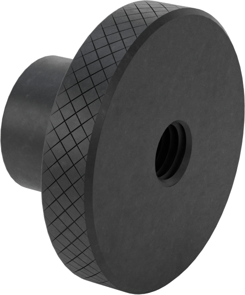 Çelik tırtıllı tutma düğmesi, M12 x 1.75 mm Dişli Delik, 51 mm Çaplı Başlık — M12 × 1.75 mm, Dişli Delik, Çelik