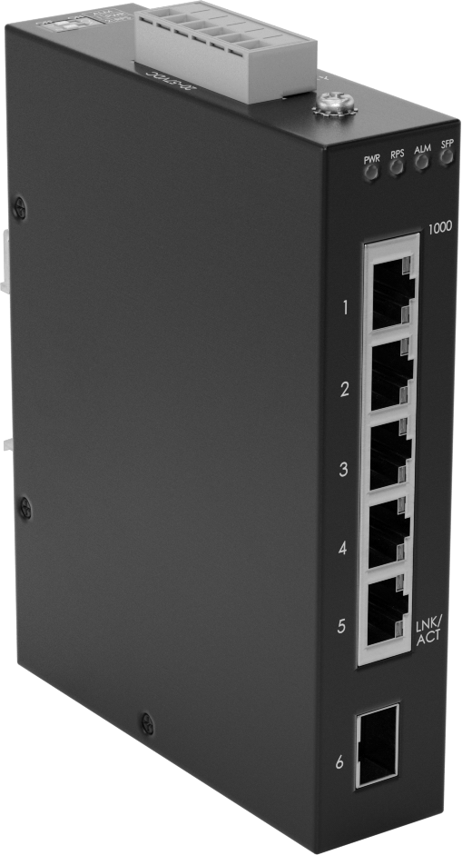 Cihaz Öncelikli Ethernet Anahtarı, 1 Sfp Soketi ve 5 RJ45 Soketli, DIN Rayı Montajı — 20V DC ila 57V DC, DIN Rail, 1 Gbit/s