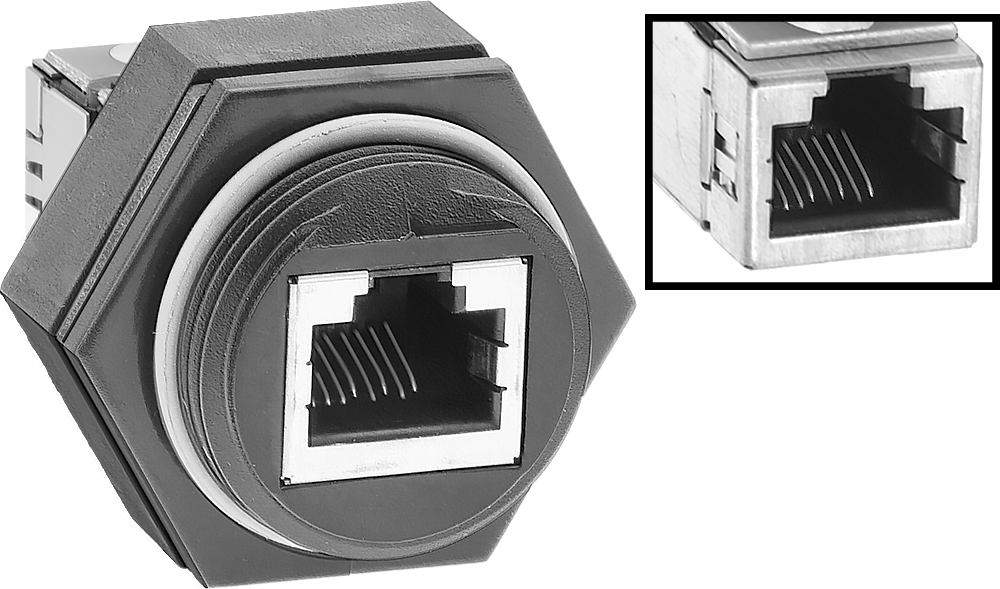 Islak Ortam Veri Kablosu, Vidalı RJ45 Dişi - RJ45 Dişi Adaptör — 5e, Ekranlı, 8
