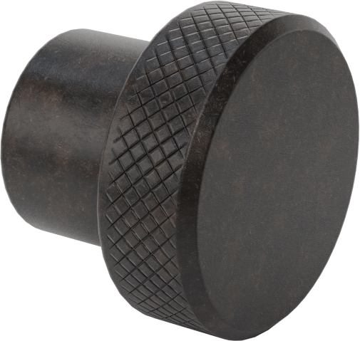 Siyah Oksit Çelik Tırtıllı Tutma Düğmesi, 1/4"-20 Dişli Delikli, 3/4" Baş Çapı