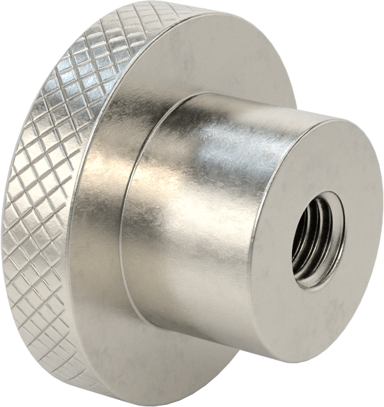 303 Paslanmaz Çelik Tırtıllı Düğme, 5/8"-11 Dişli Delikli, 3/4" Derinlik, 2-1/2 inç Çaplı Başlık
