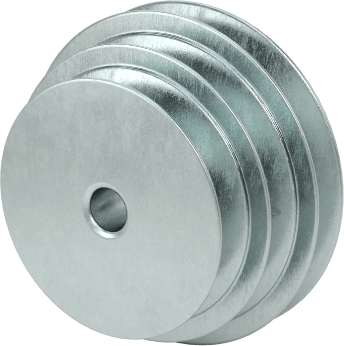 Hızı Ayarlanabilir V Kayış Tahrik Kasnağı, 4", 3-1/2" ve 3" Dış Çaplı Yivler, 1/2" Mil Çapı için