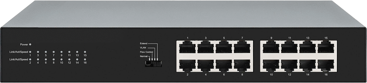 Raf Montajlı Ethernet Anahtarları, 16 Soketli