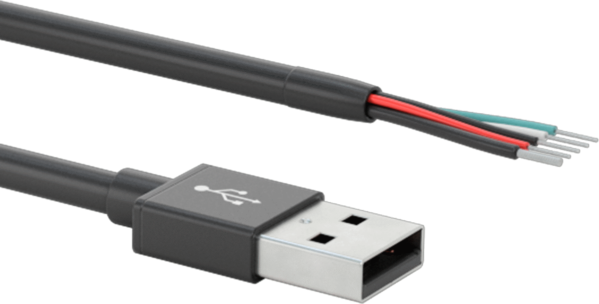 USB Kablosu, Kablolu USB A Fiş — 2.0, Ekranlı, Siyah