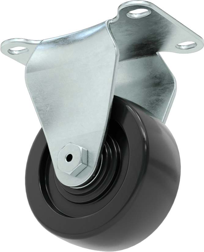 Mighty-Lite Tekerlek, 3-5/8" x 2-1/2" Plaka, 3 inç Çapında 80A Kauçuk Tekerlekli Sert