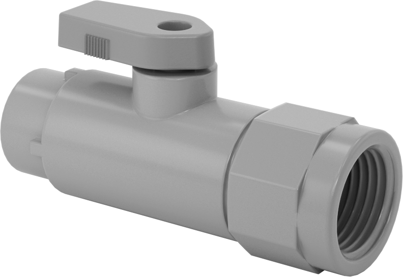 Kimyasallar için Açma/Kapama Vanası, PVC, Adaptör, 1/4" Bas-Bağlan x 1/2 NPT Dişi