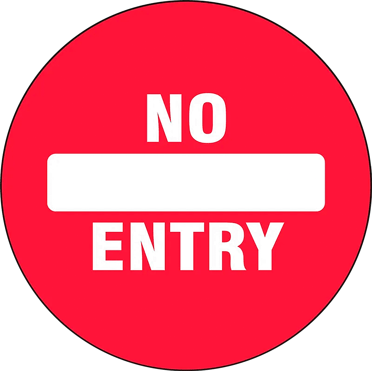 Kapı Etiketi, (Giriş Yasaktır...), 6" Çap — Exit Only, No Entry, Yuvarlak, Yapışkan Arka Yüz