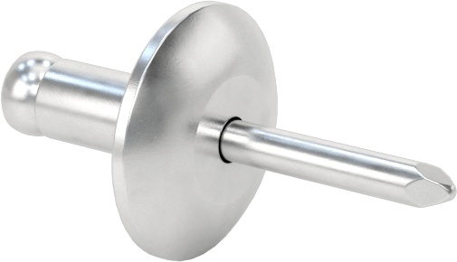 Alüminyum Mandrelli Alüminyum Pop Perçinler, Büyük Çaplı Kubbe Başlı, 1/8" Çap, 0.063"-0.125" Kalınlık için