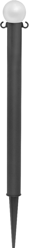 Zincir Bariyeri için Beyaz Toplu Yuvarlak 27" Siyah Direk — Plastic, Polyethylene, Dış Mekan