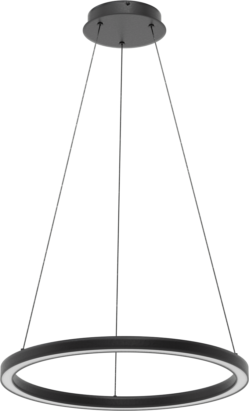 Dekoratif Tavan Işığı, Mat Siyah Gövde, Askı, 24" Çap x 1-1/4" Yükseklik
