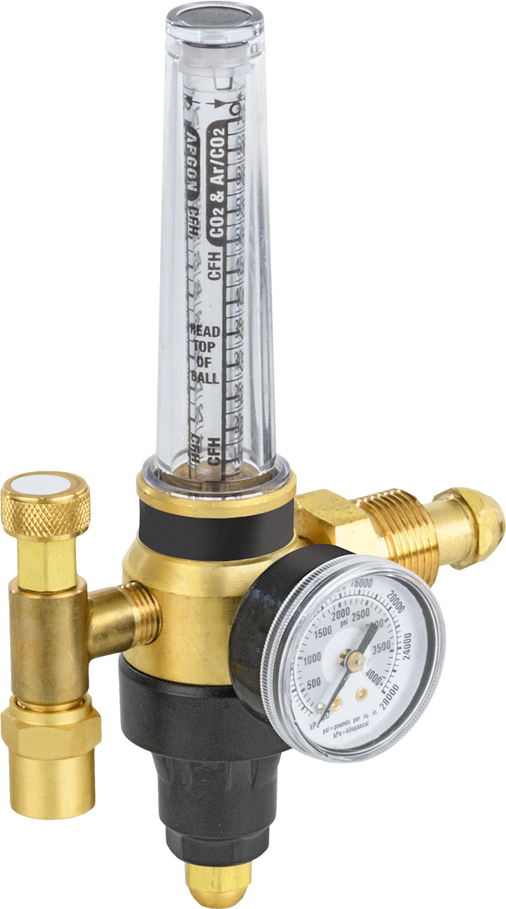 Kolay Okunur Tank Üstü Basınç Düzenleme Vanası, Argon ve Argon/CO2 Karışımı için 1 adet Akış Ölçerli, CGA 580 — Tekli, 580, 1