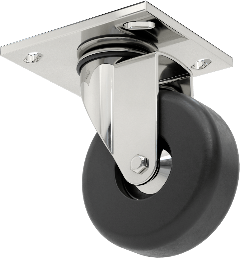 4-1/2" x 4" Plakalı Parlak Yüzeyli Tekerlek, 4" Çapında Kauçuk Tekerlekli Döner Tekerlek
