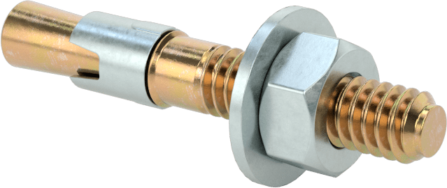 Beton için Çelik Kamalı Dübeller, Sarı Kromat Kaplamalı Çinko, 1/4" Çap, 1-3/4" Uzunluk