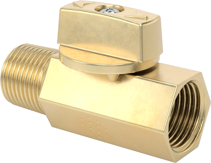 Yüksek Basınçlı Kompakt Dişli Açma/Kapama Valfi, Pirinç Gövdeli, T-Saplı, 1/4 NPT Dişi x 3/8 NPT Erkek
