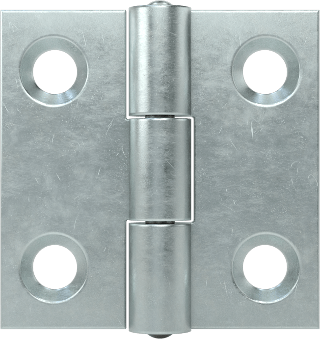 Delikli Gömme Montaj Menteşesi, Çıkarılamayan Pim, Çinko Kaplı Çelik, 1" x 1/2" Kapı Kanadı