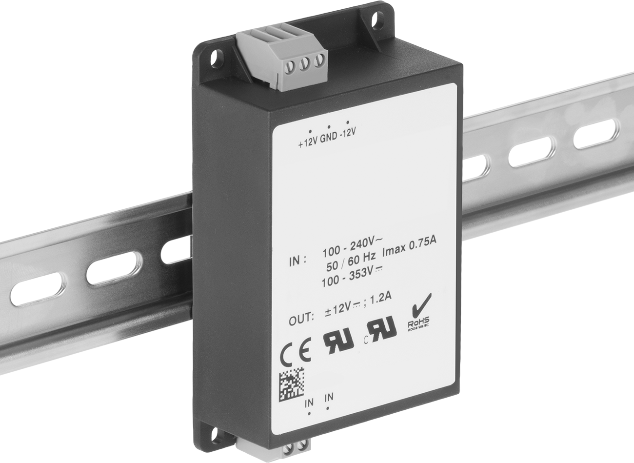 Çoklu Gerilim DIN Rayına Monte Güç Kaynağı, 12 V DC ve -12 V DC Çıkışlar