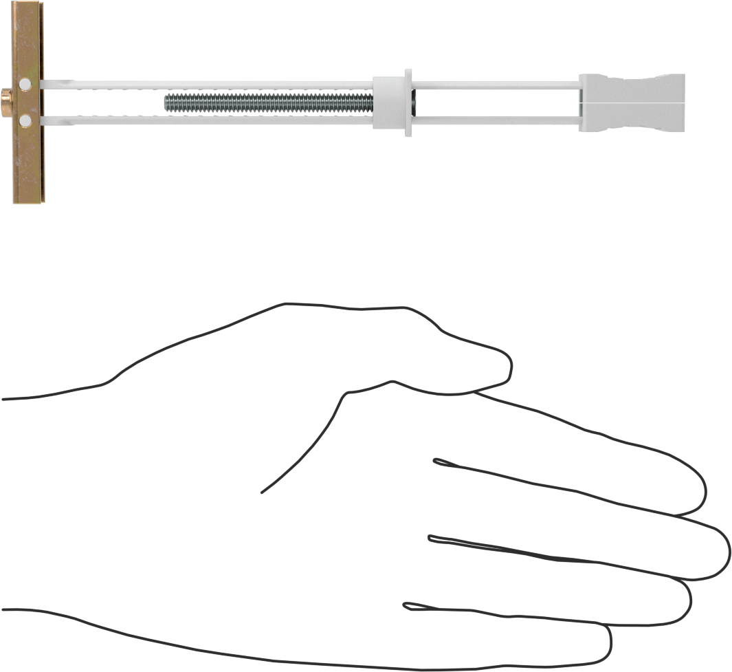 Alçıpan için Yüksek Mukavemetli Kelebek Dübel, Çinko Kaplama, 10-24 Diş, 3/8"-3-5/8" Uzunluk, Havşa Başlık