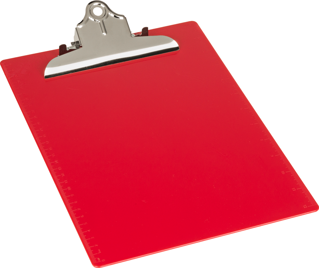 Pano, Bulldog Klipsli, Kırmızı Plastik, 9" Genişlik x 12-1/2" Uzunluk — Plastik, 12 1⁄2", 9"