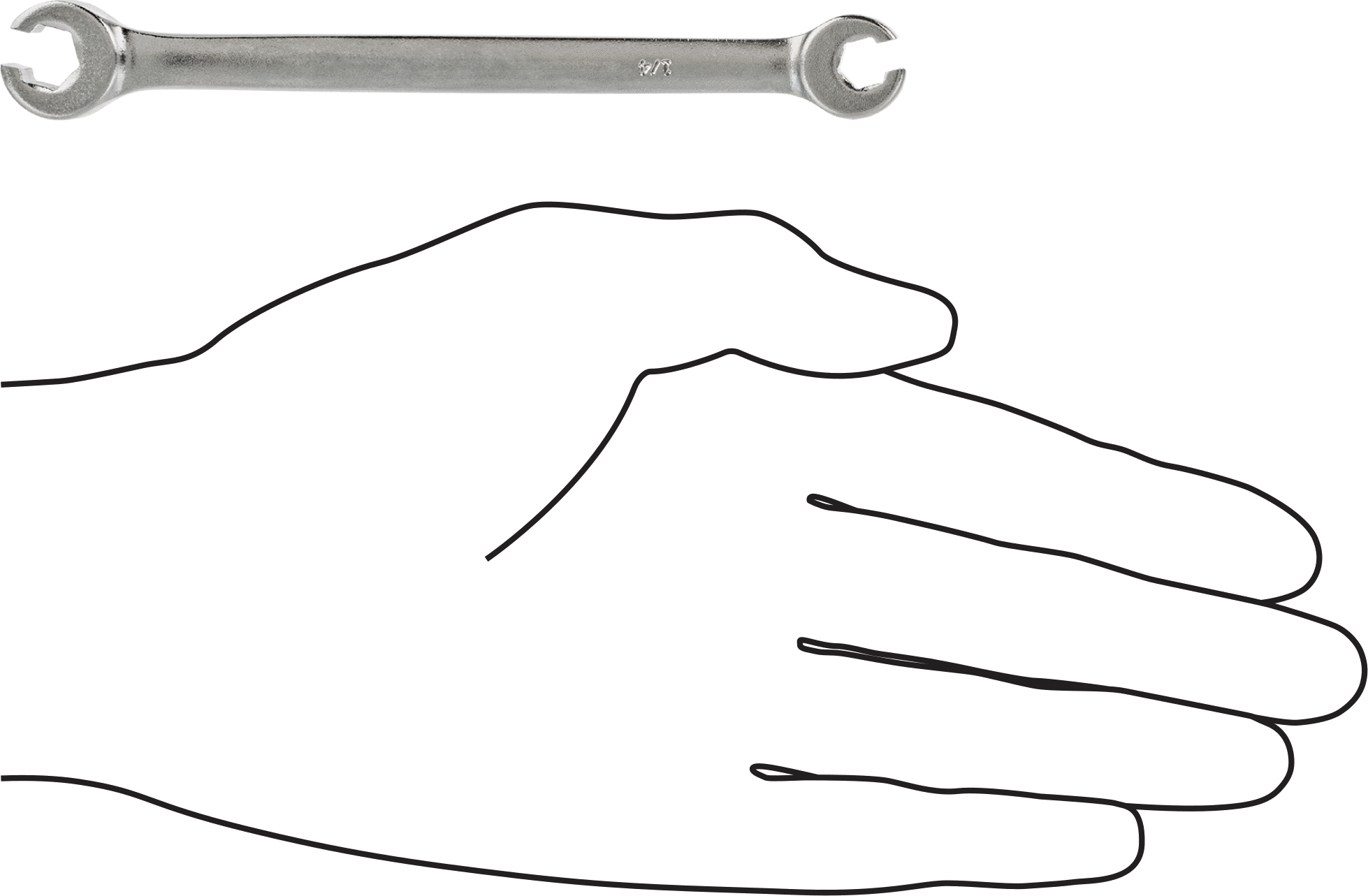 Secure-Grip Açık Uçlu Anahtar, Altıgen Açıklıklı, 1/4" x 5/16" Boyut, 4-7/8" Toplam Uzunluk