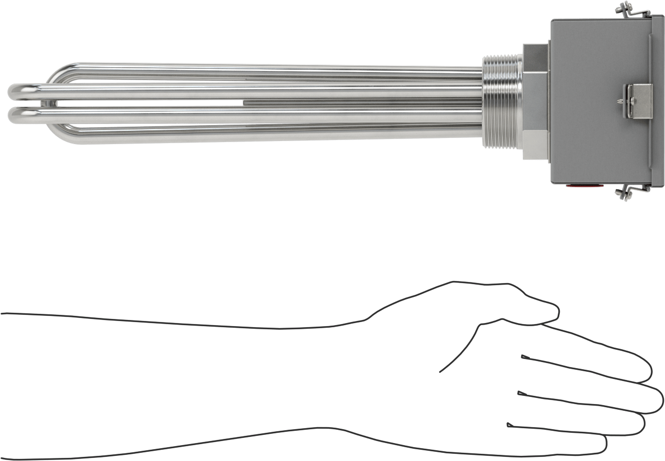 Hijyenik Vidalı Tapa Daldırma Isıtıcı, Su için, 240V AC, Üç Fazlı, 4500W