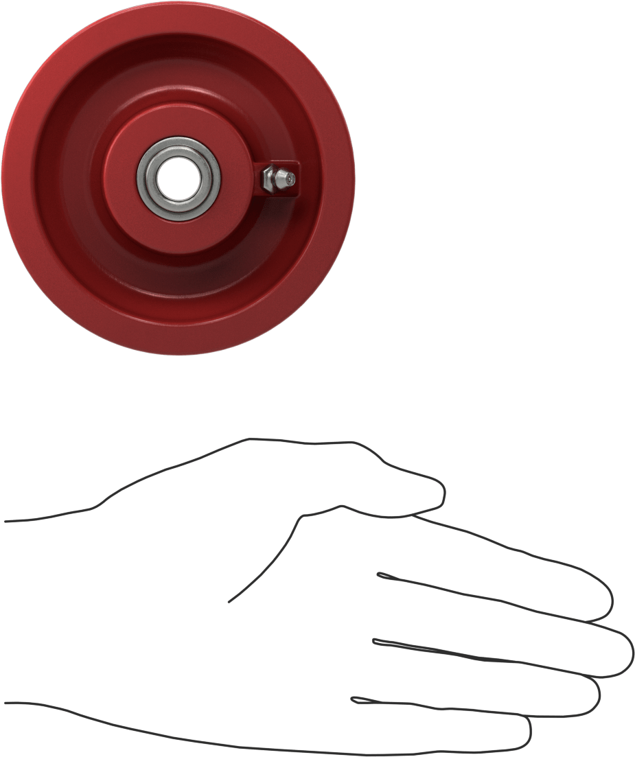 Demir V-Oluklu Ray Tekerleği, Boyalı, 4" Çap x 1-1/2" Genişlik, 1/2" Aks için