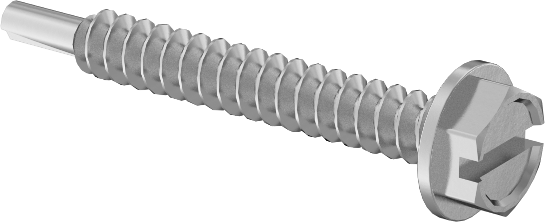 Dış Altıgen/Yivli Başlı Delme Vidaları, Dış Altıgen/Yivli-Çinko Kaplama, 10 Numaralı Boyut, 1-1/2" Uzunluk