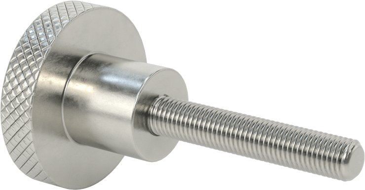 303 Paslanmaz Çelik Tırtıllı Düğme, 5/16"-24 Dişli 1-3/4" Uzunlukta Saplamalı, 1-1/2" Başlık Çapı