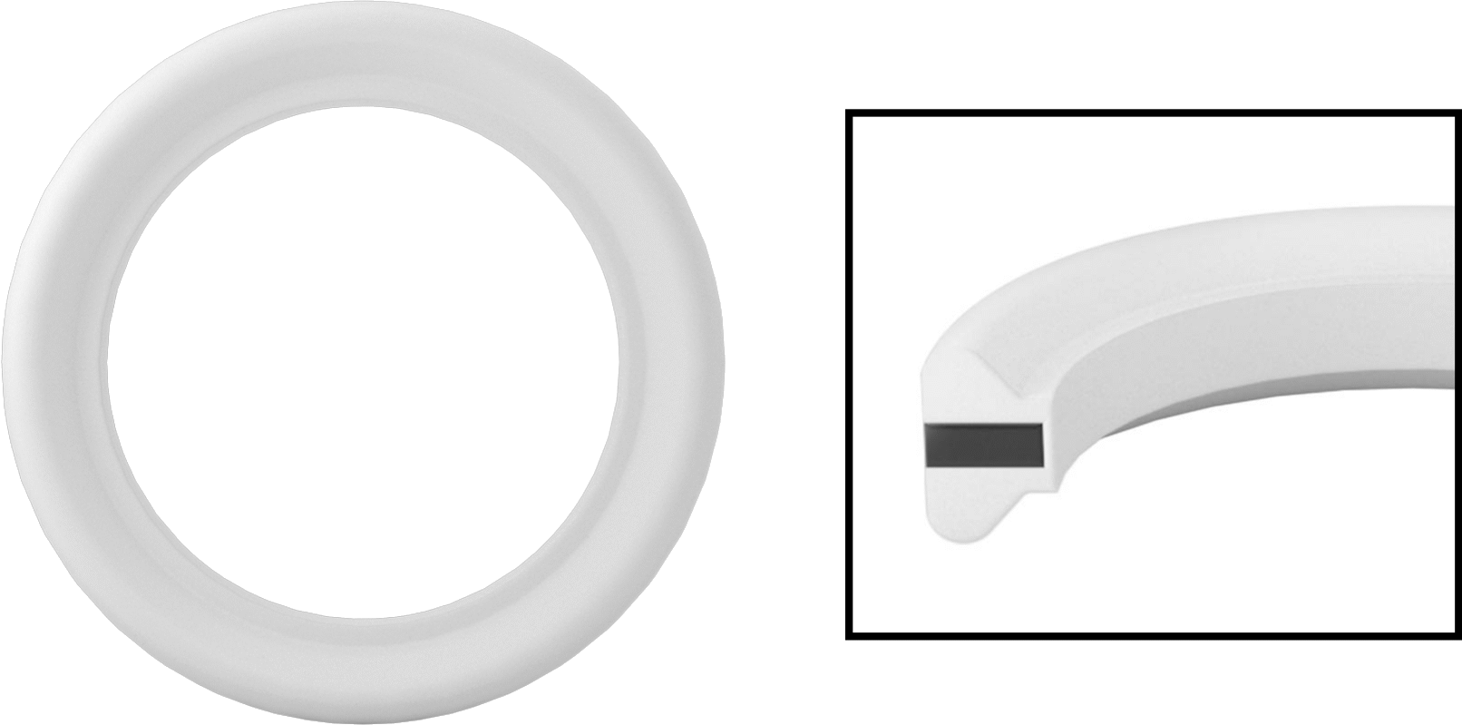 EPDM Dolgulu Ultra Kimyasal Dirençli PTFE Conta, Hızlı Kelepçeli Boru Bağlantı Elemanları için, 1/2" Boru Dış Çapı için