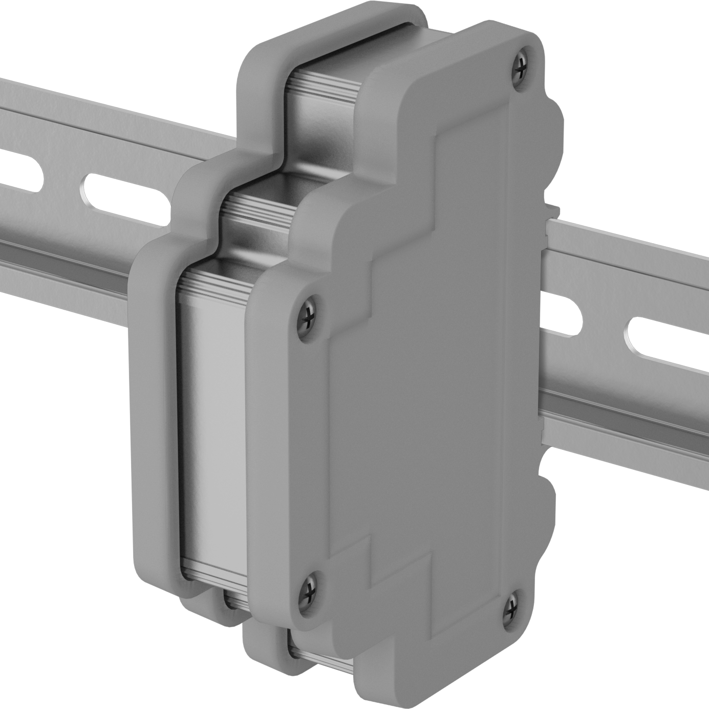 DIN Ray Montajlı Yıkanabilir Muhafaza, 2-3/4" Yükseklik x 3-7/8" Genişlik x 1-1/8" Derinlik