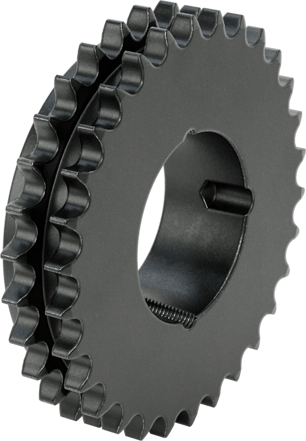 Taper-Lock Burç-Delik Çift Sıralı Dişli, ANSI 60-2 Makaralı Zincir için, Çelik, 30 Diş