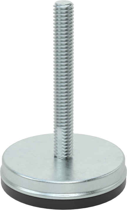 Dişli Saplama ve Yastıklı Sert Seviyelendirme Montajı, Çinko Kaplı Çelik, Neopren Yastık, 5/16"-18 x 2" Uzunlukta Diş