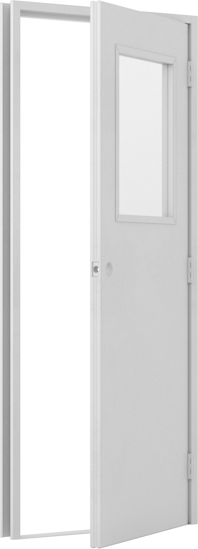 Çelik Tek Kapı, Sola Dönüş, Yarım Kapı Penceresi, 32" x 80" Çerçeve Açıklığı