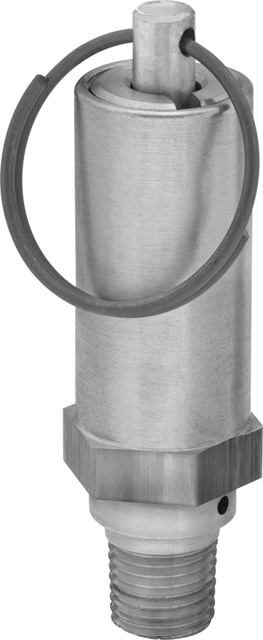 ASME Kodlu Hızlı Etkili Basınç Tahliye Vanası, Hava için, 1/4 NPT Erkek, 3-3/16" Yükseklik — 1⁄4, Hava, İnert Gaz, NPT