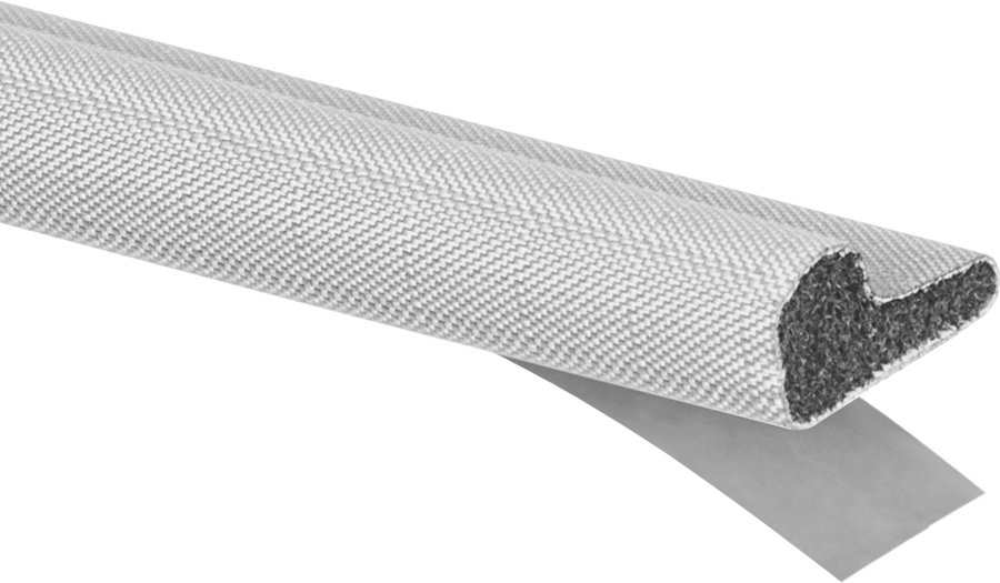 EMI/RFI Koruyucu Poliüretan Köpük Conta, Arka Yüzü Yapışkanlı, P Şekli, 48" x 13/32" x 0.2" — 0.2", Yapıştırıcı, P
