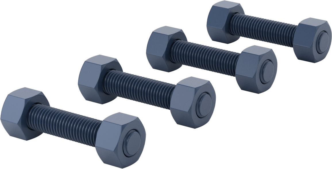 PTFE Kaplı Çelik Gijon ve Altıköşe Somun Kiti, Sınıf 600 Boyut 1-1/2 Boru Flanşı için — ASTM Grade B7, Çelik, 600