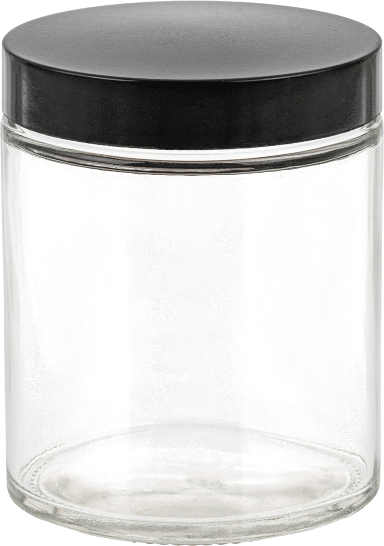 PTFE Plastik Contalı Şeffaf Cam Kavanoz, 6 FL oz/175 ml Kapasite — Glass, Phenolic, Plastic, PTFE, Soda-Lime Glass, 6 fl. oz., 175 ml, Si…