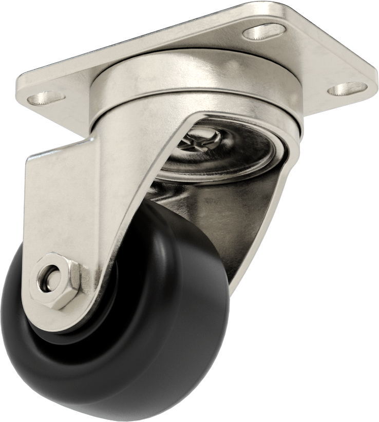 Paslanma ve Aşınmaya Dayanıklı Tekerlek, 2-1/2" Çaplı Siyah Polipropilen Tekerlekli Döner — 304 Stainless Steel, Stainless Steel, 2 1⁄2",…