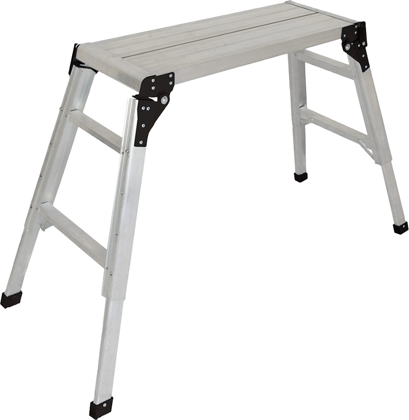 Katlanabilir Çalışma Platformu, 11-3/4" Genişlik x 30-3/4" Derinlik Yivli Alüminyum Üst Basamaklı
