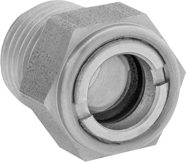 303 Paslanmaz Çelik Gözetleme Camı, 1/4 NPT Erkek — 303 Stainless Steel, Stainless Steel, 1⁄4", Diesel Fuel, Hydraulic Fluid (Petroleum B…