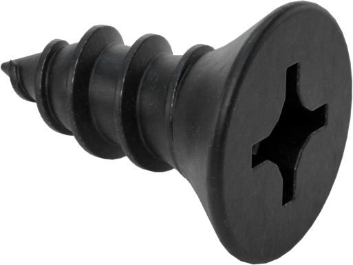 Siyah Oksit Çelik Phillips Havşa Başlı Vidalar, Sac Metal için, 10 Numaralı Boyut, 1/2" Uzunluk, 0.362" Baş Çapı