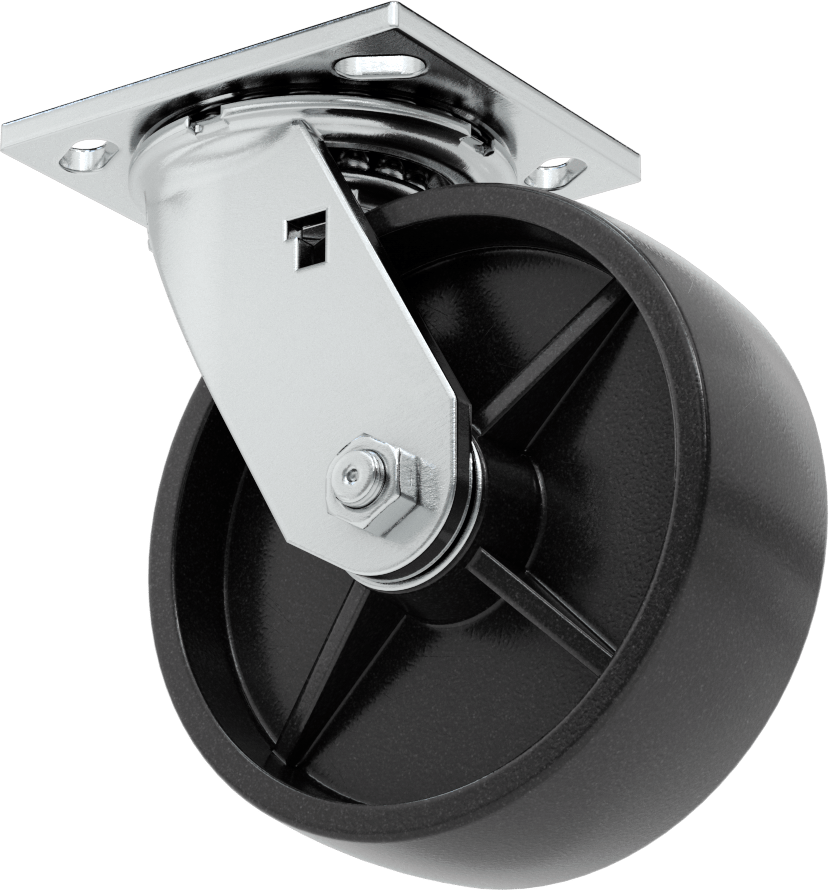 4-1/2" x 4" Montaj Plakalı Samson Tekerlek, 6" Çaplı Polipropilen Tekerlekli Döner Tekerlek, Açık Rulman