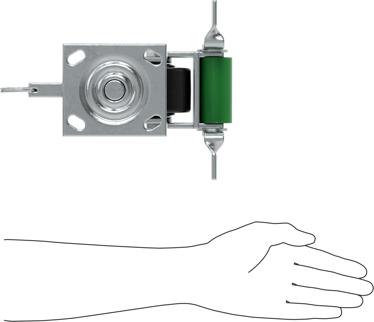 4-1/2" x 4" Plakalı Yüksek Kapasiteli Spartan Tekerlek, Kilitli Döner Ayak, 3-1/4" Çap Açık Rulmanlı Fenolik Tekerlek